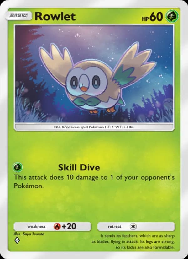 Rowlet card in English