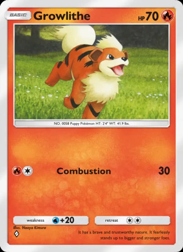 Growlithe card in English