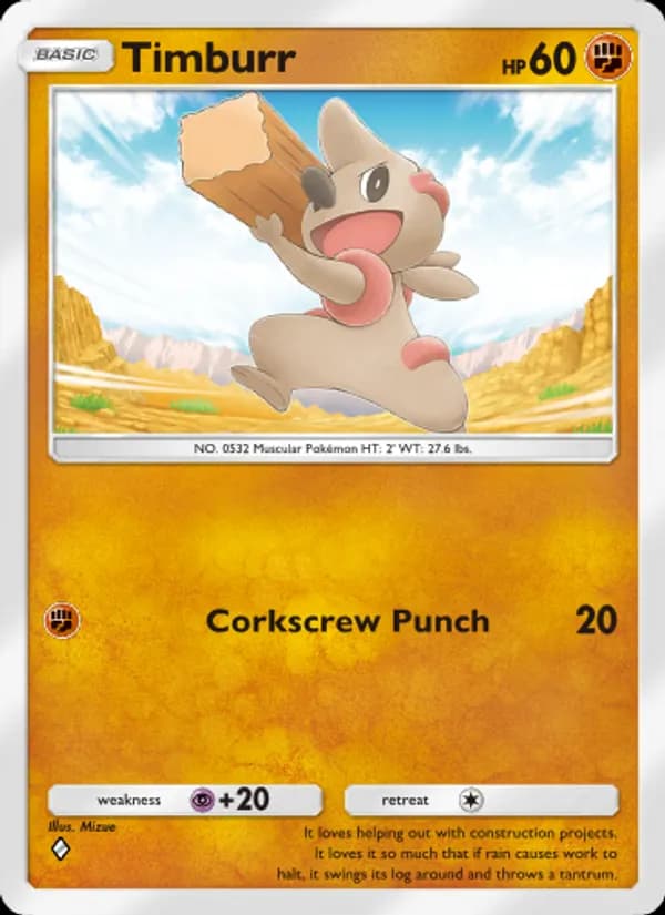 Timburr card in English