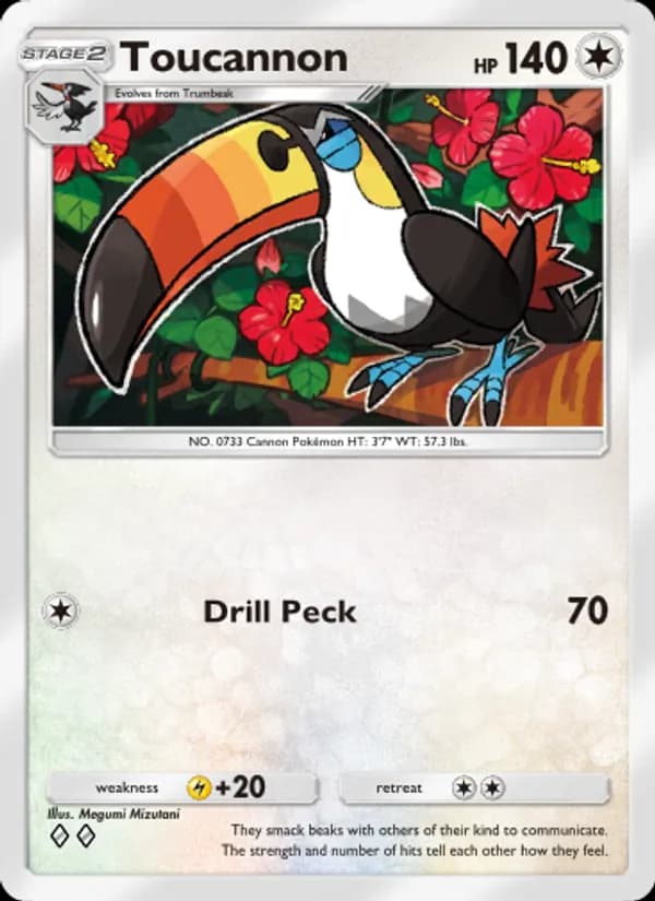 Toucannon card in English
