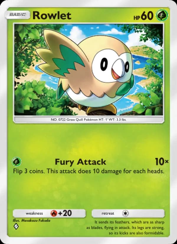 Rowlet card in English