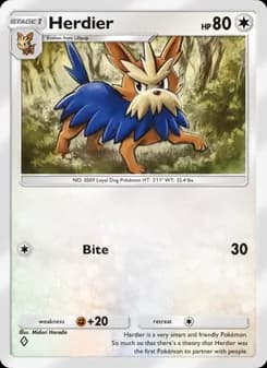 Herdier card in English