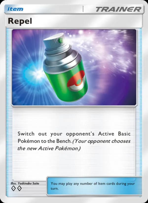 Repel card in English