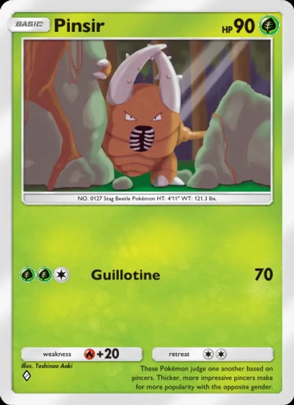 Pinsir card in English