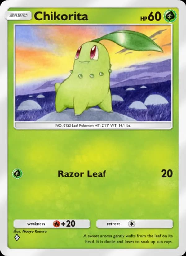 Chikorita card in English