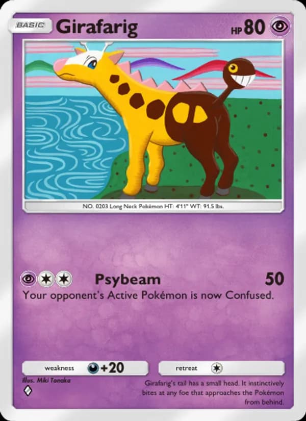 Girafarig card in English