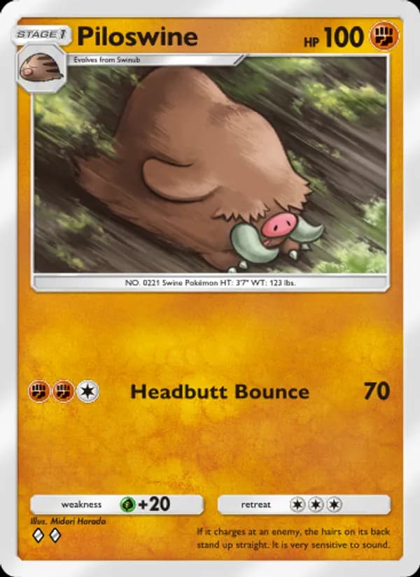 Piloswine card in English