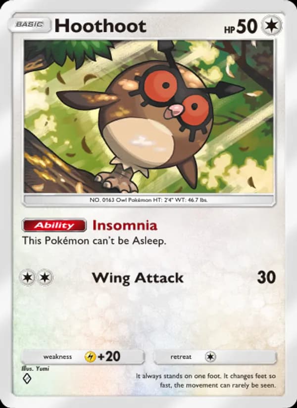 Hoothoot card in English