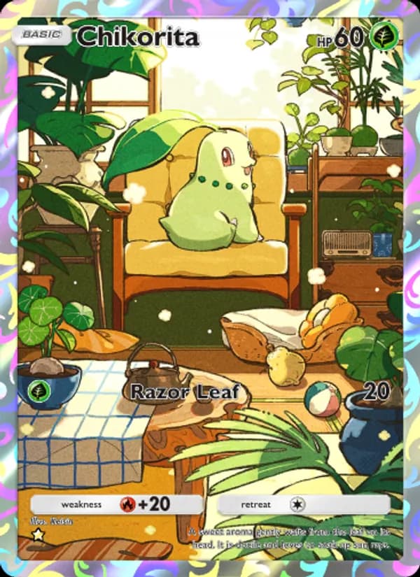 Chikorita card in English