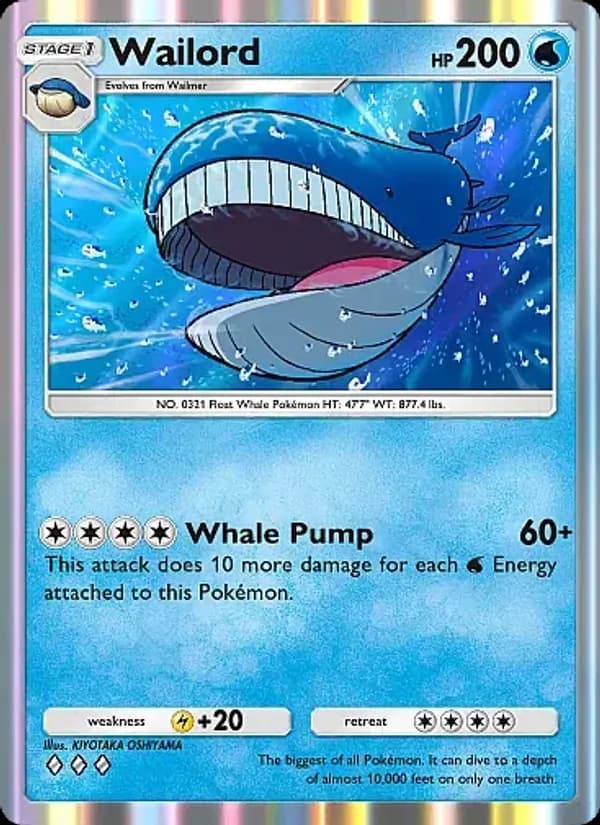 Wailord card in English