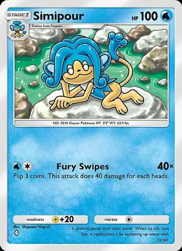 Simipour card in English