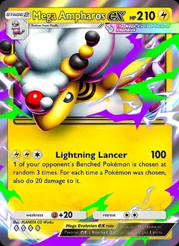 Mega Ampharos ex card in English