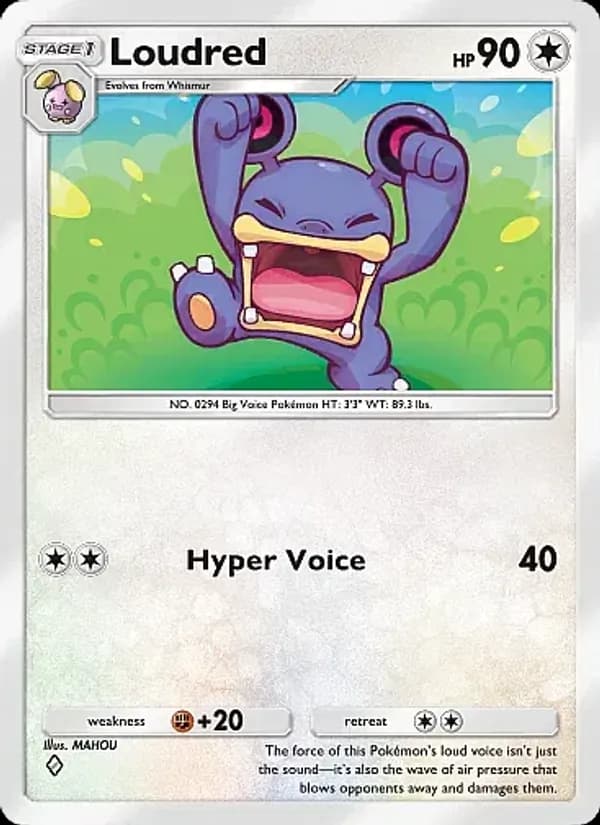 Loudred card in English