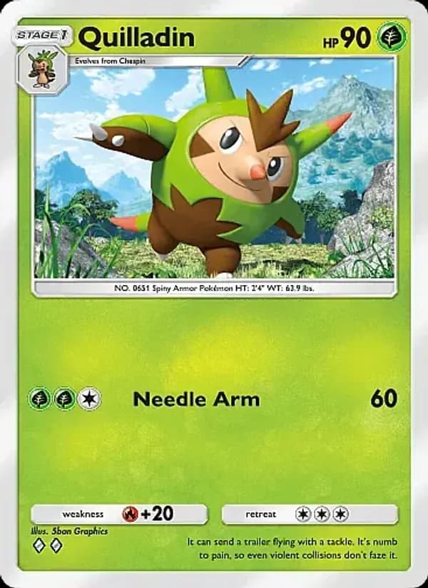 Quilladin card in English