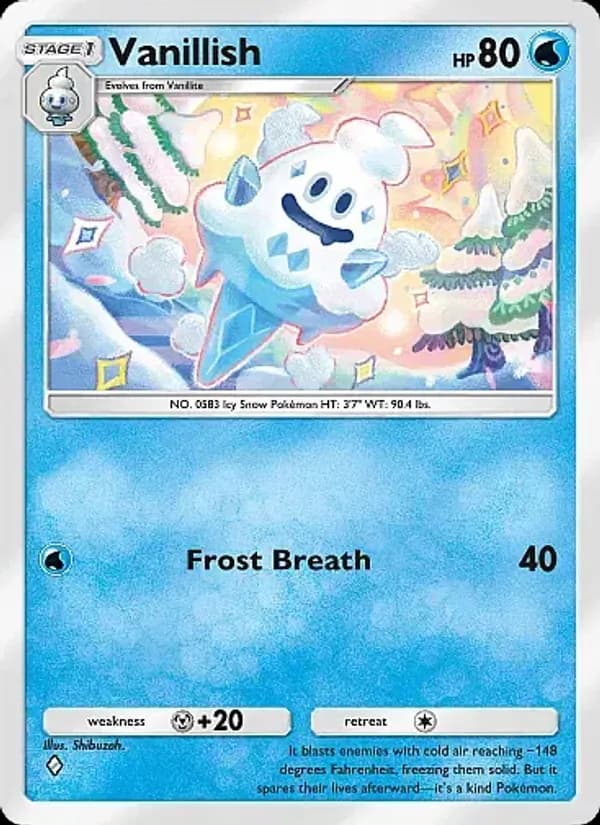 Vanillish card in English
