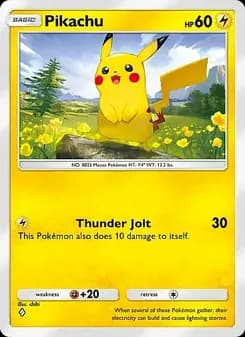 Pikachu card in English