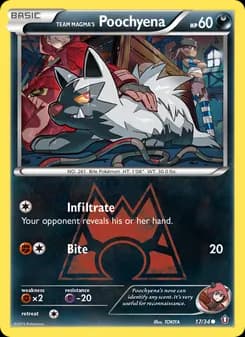 Team Magma's Poochyena card in English