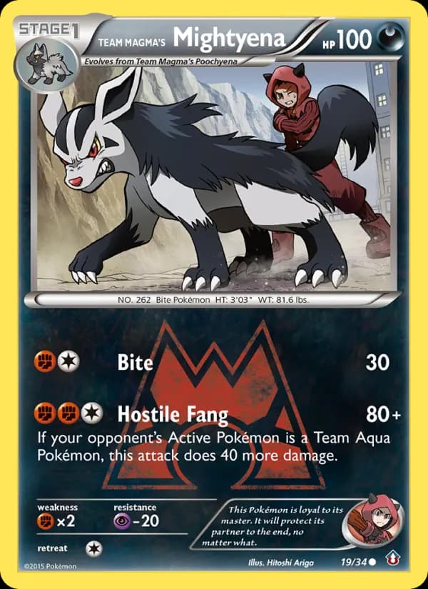 Team Magma's Mightyena card in English