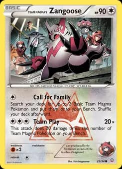 Team Magma's Zangoose card in English