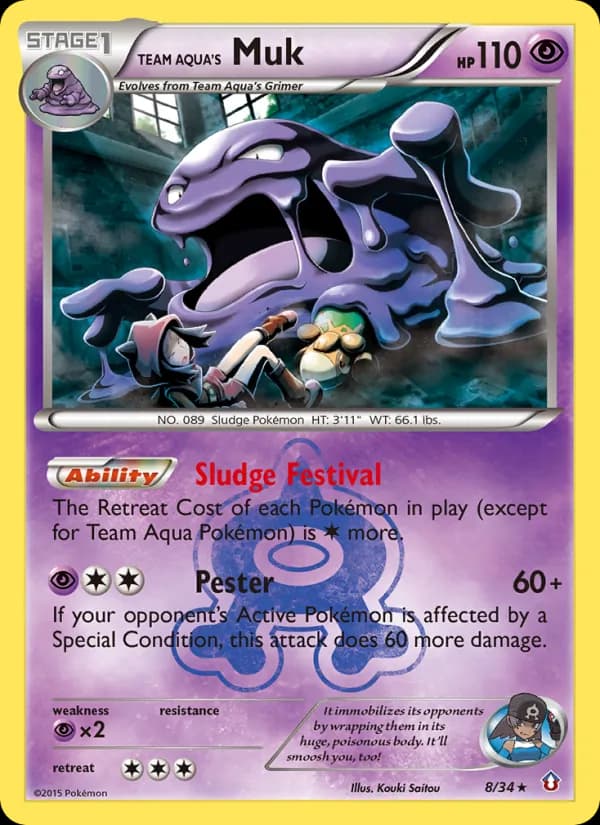 Team Aqua's Muk card in English