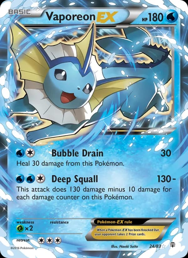 Vaporeon EX card in English