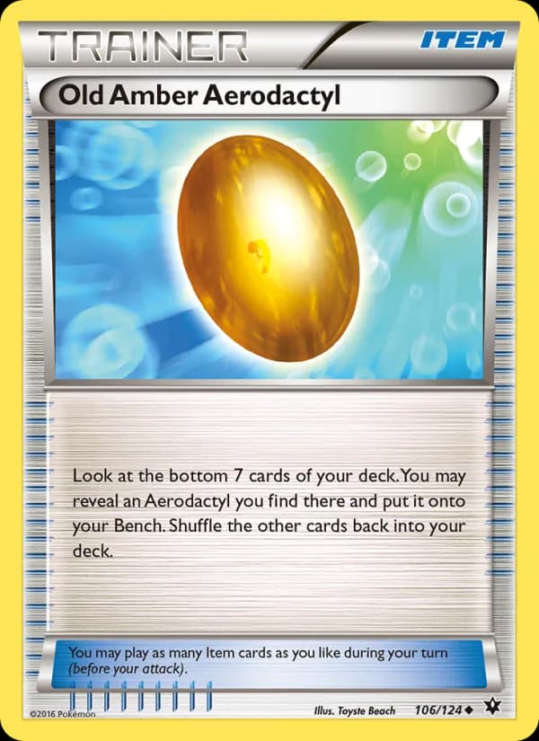Old Amber Aerodactyl card in English