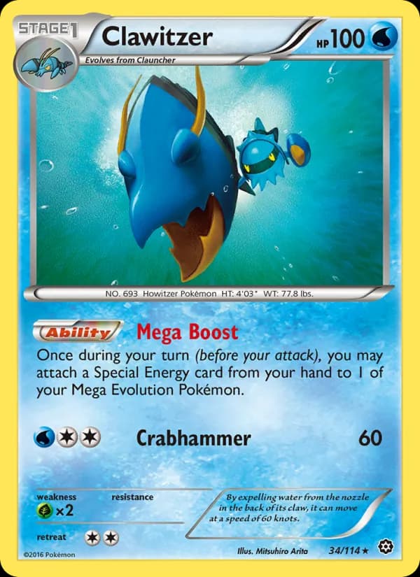 Clawitzer card in English