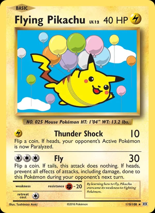 Flying Pikachu card in English