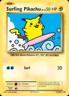 Surfing Pikachu card in English