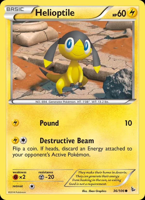 Helioptile card in English