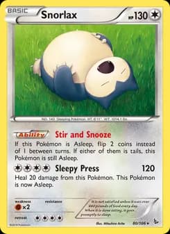 Snorlax card in English