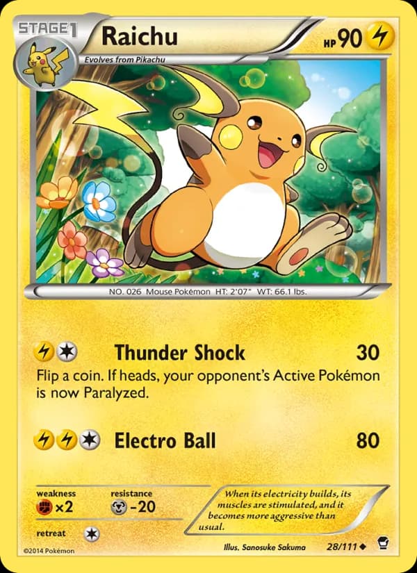 Raichu card in English