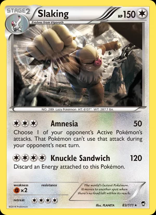 Slaking card in English