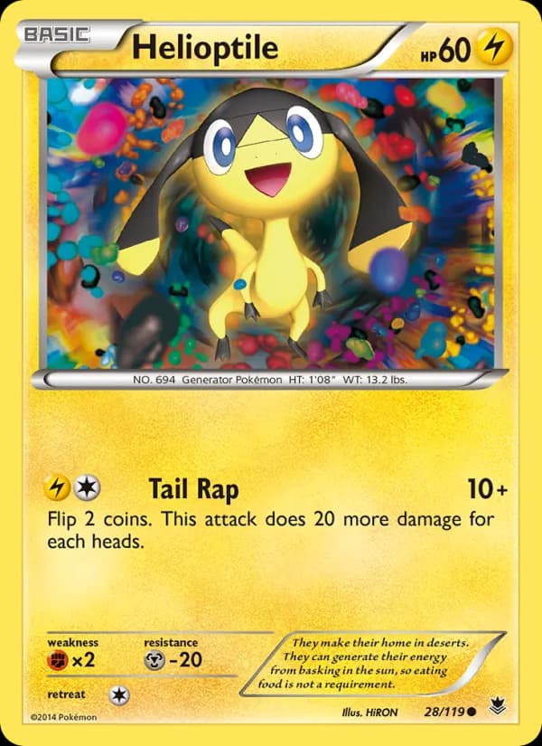 Helioptile card in English