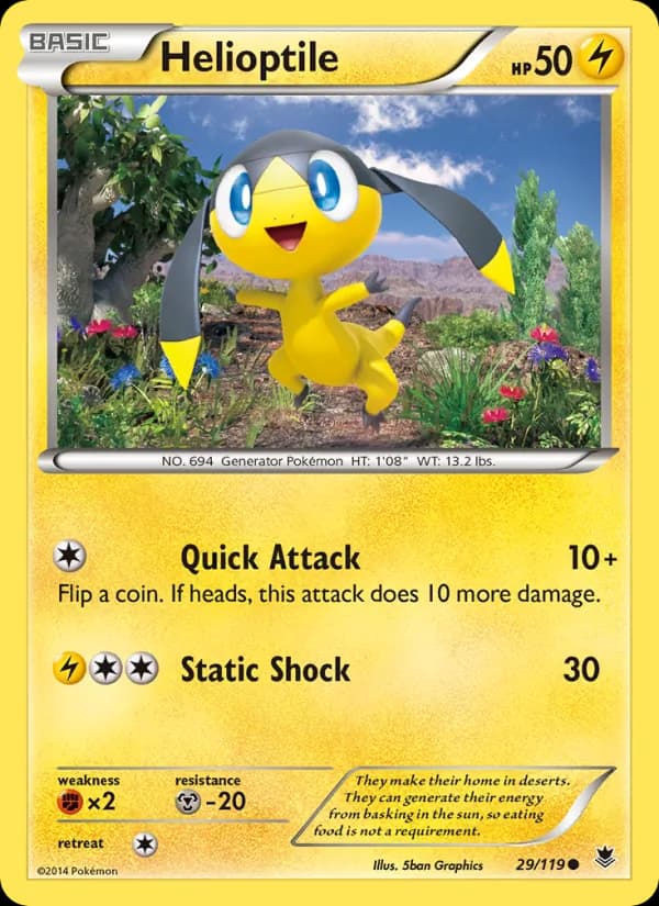 Helioptile card in English