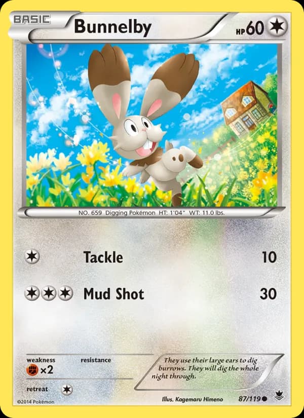 Bunnelby card in English