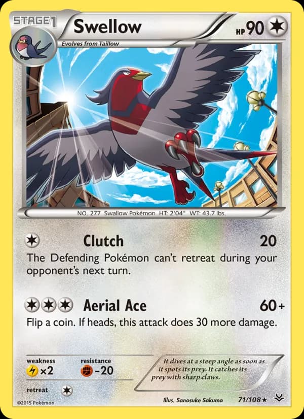 Swellow card in English