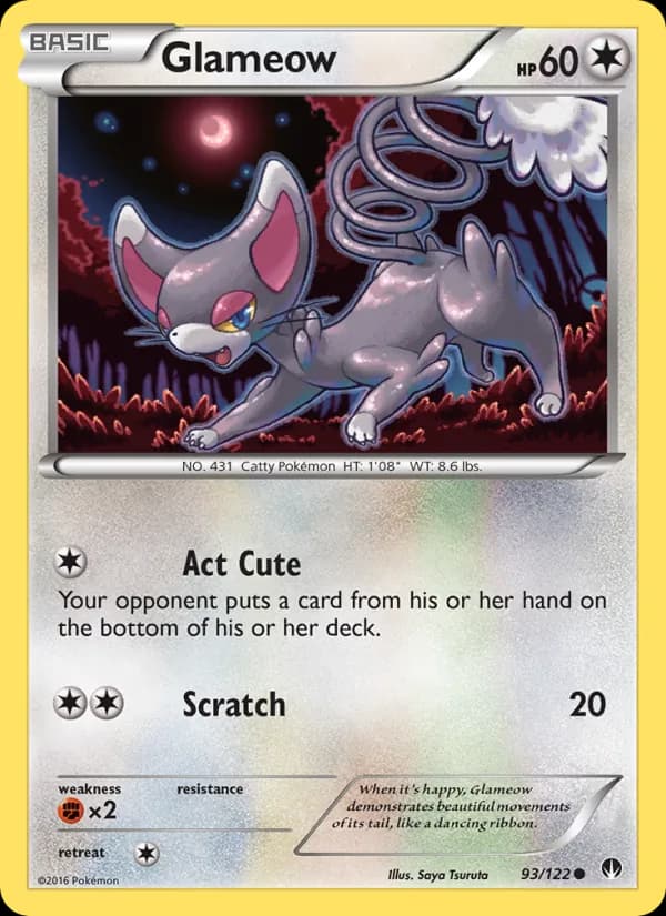 Glameow card in English