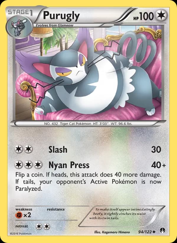 Purugly card in English