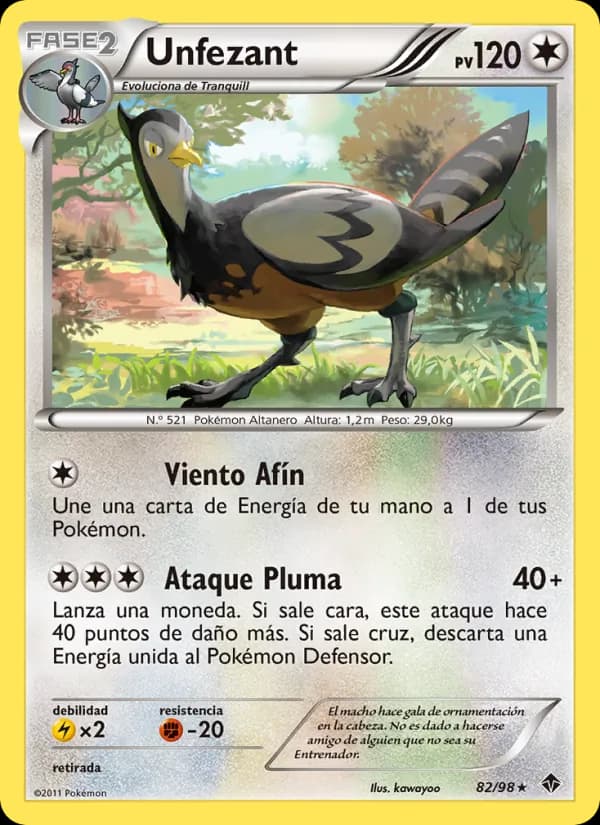 Unfezant card in Spanish
