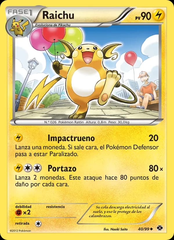 Raichu card in Spanish