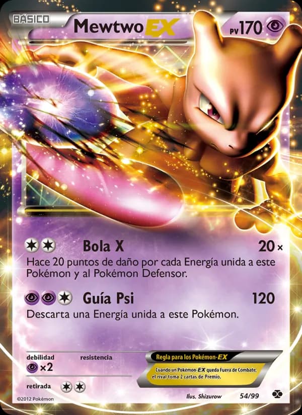 Mewtwo-EX card in Spanish