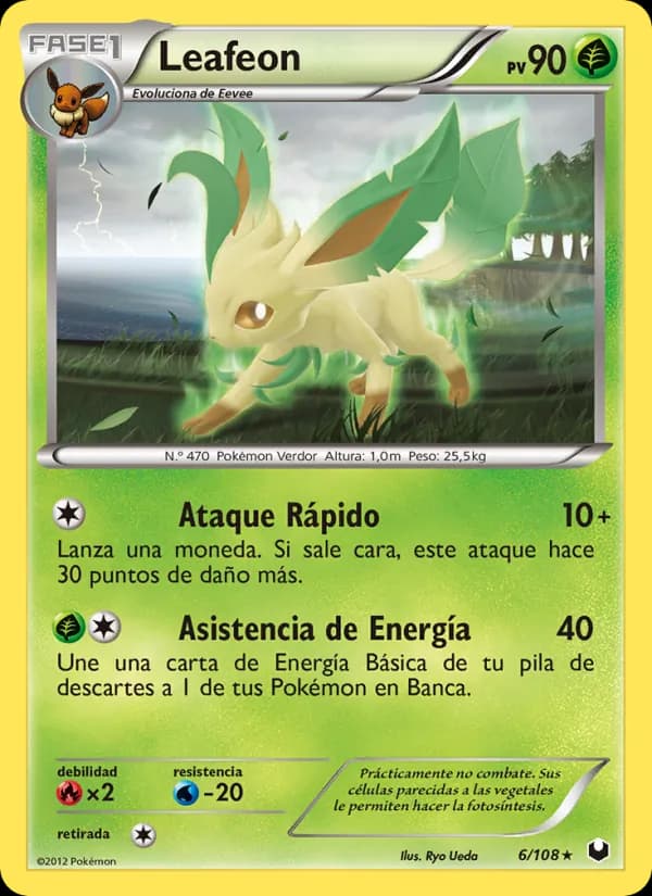 Leafeon card in Spanish