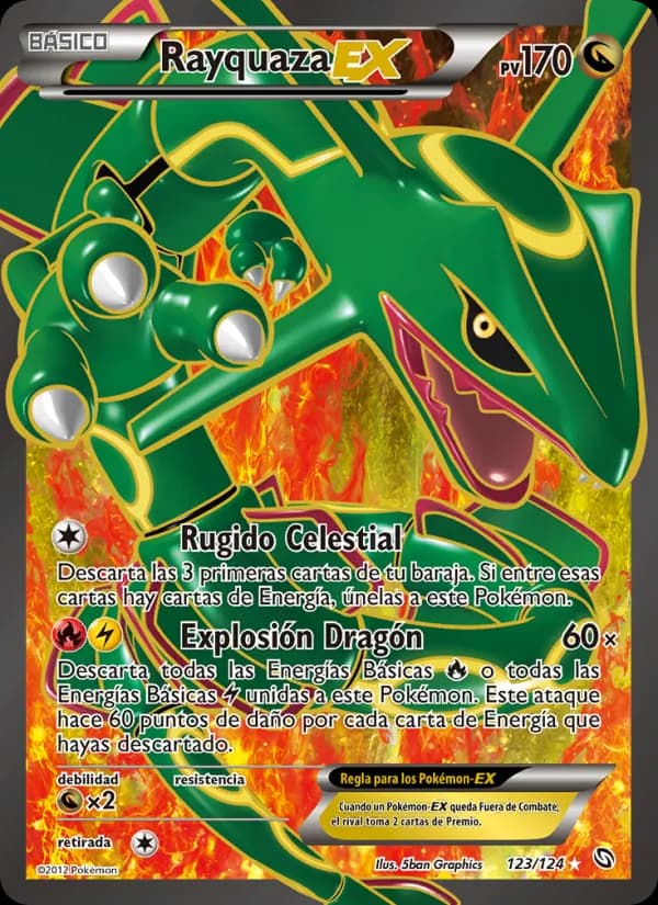 Rayquaza-EX card in Spanish