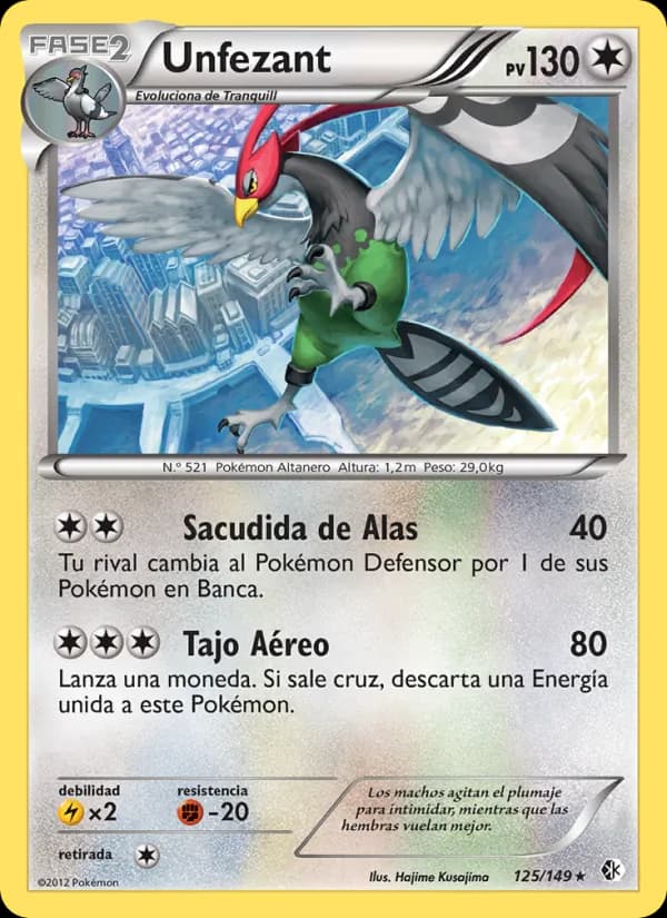 Unfezant card in Spanish