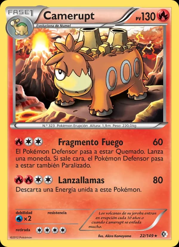 Camerupt card in Spanish