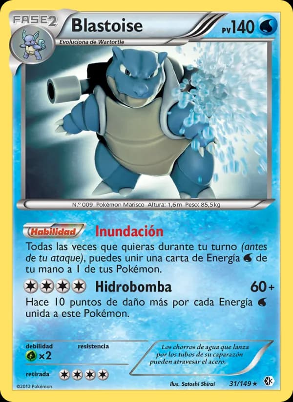 Blastoise card in Spanish