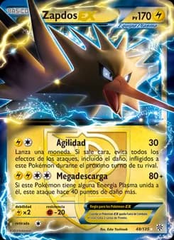 Zapdos-EX card in Spanish