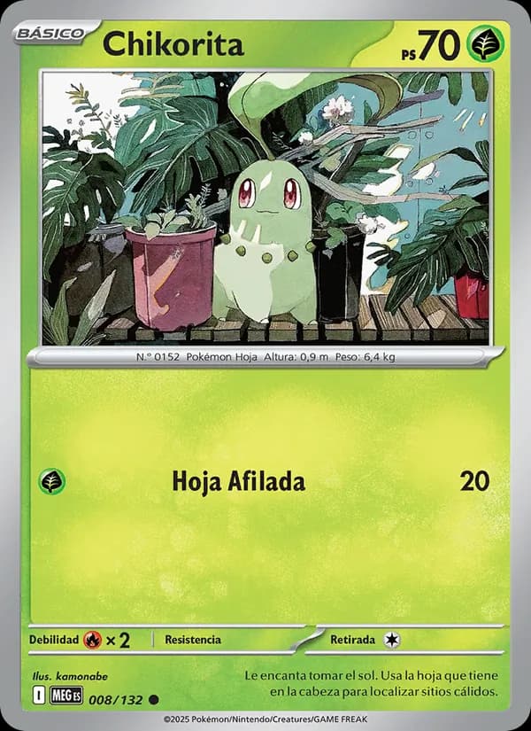 Chikorita card in Spanish