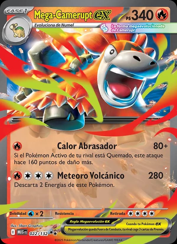 Mega-Camerupt ex card in Spanish